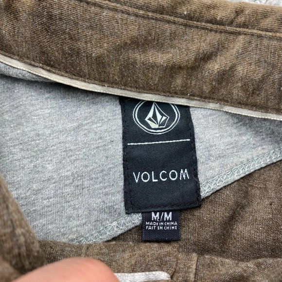 VOLCOM Polo Shirt Men Medium M Brown Embroidered Logo Casual Golf Poly Cotton - Picture 4 of 15
